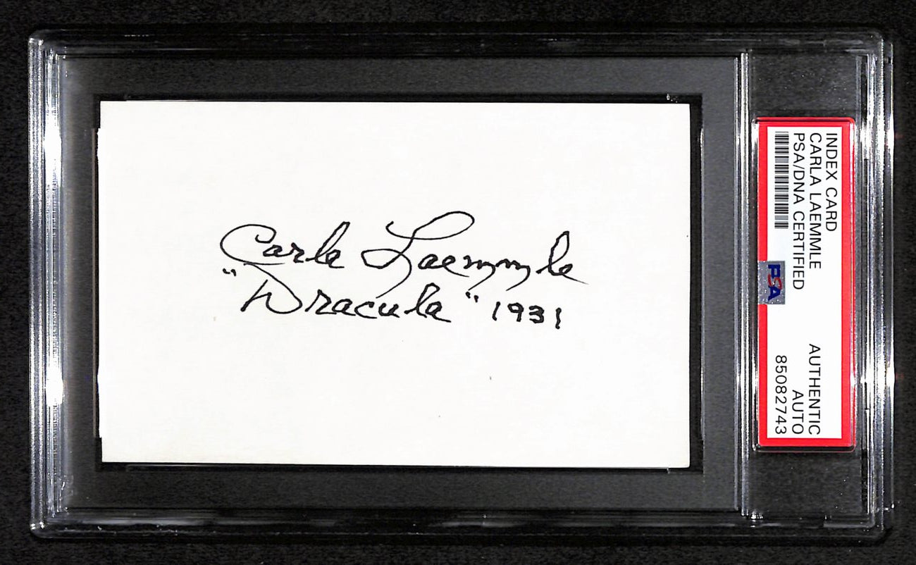 Carla Laemmle Signed/Inscribed 3x5 Index Card "Dracula" 1931 PSA/DNA 183930