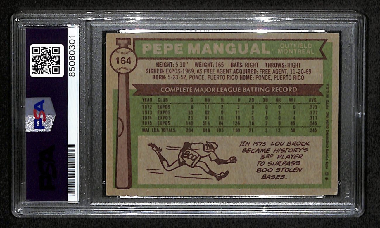 Pepe Mangual Signed 1976 Topps Card #164 Montreal Expos PSA/DNA 184441