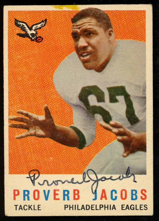 1959 TOPPS Football Card #108 Signed/Auto Proverb Jacobs Philadelphia Eagles