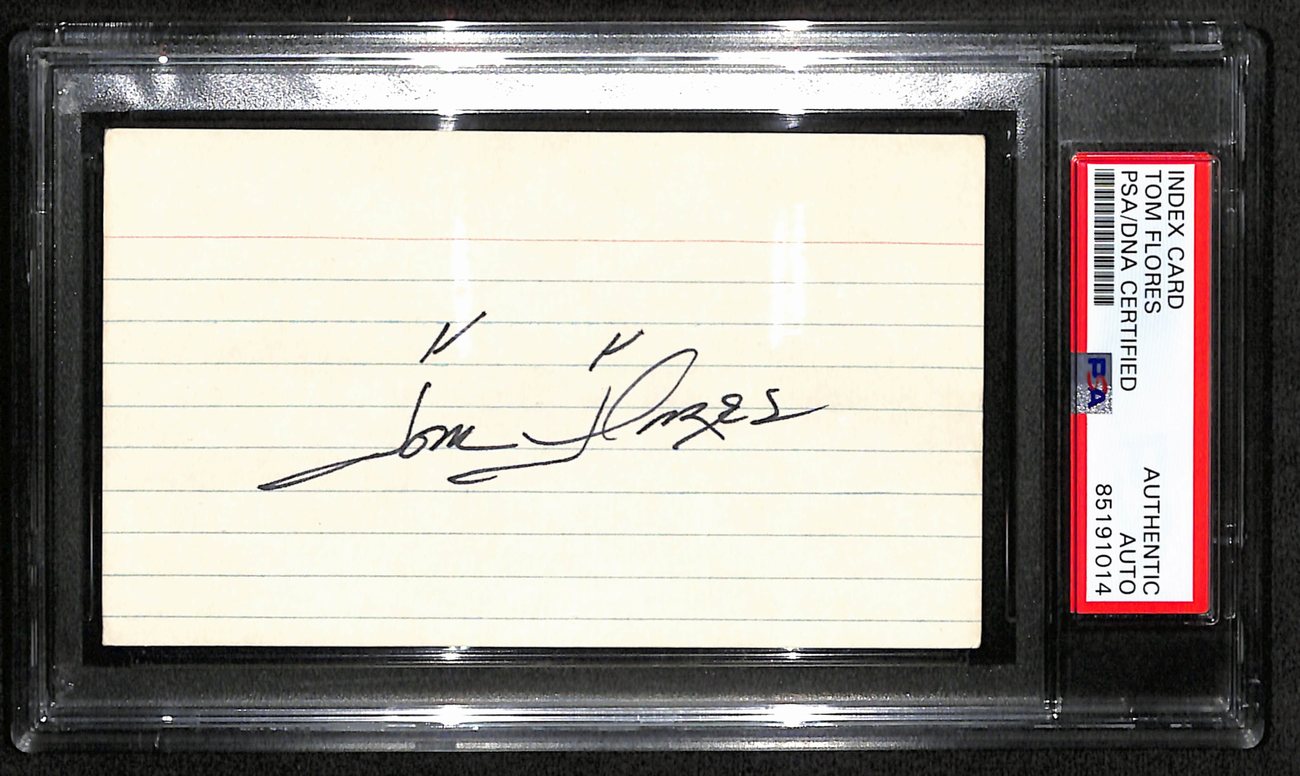 Tom Flores HOF Signed/Auto 3x5 Index Card Oakland Raiders PSA/DNA 187465