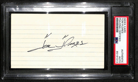 Tom Flores HOF Signed/Auto 3x5 Index Card Oakland Raiders PSA/DNA 187465