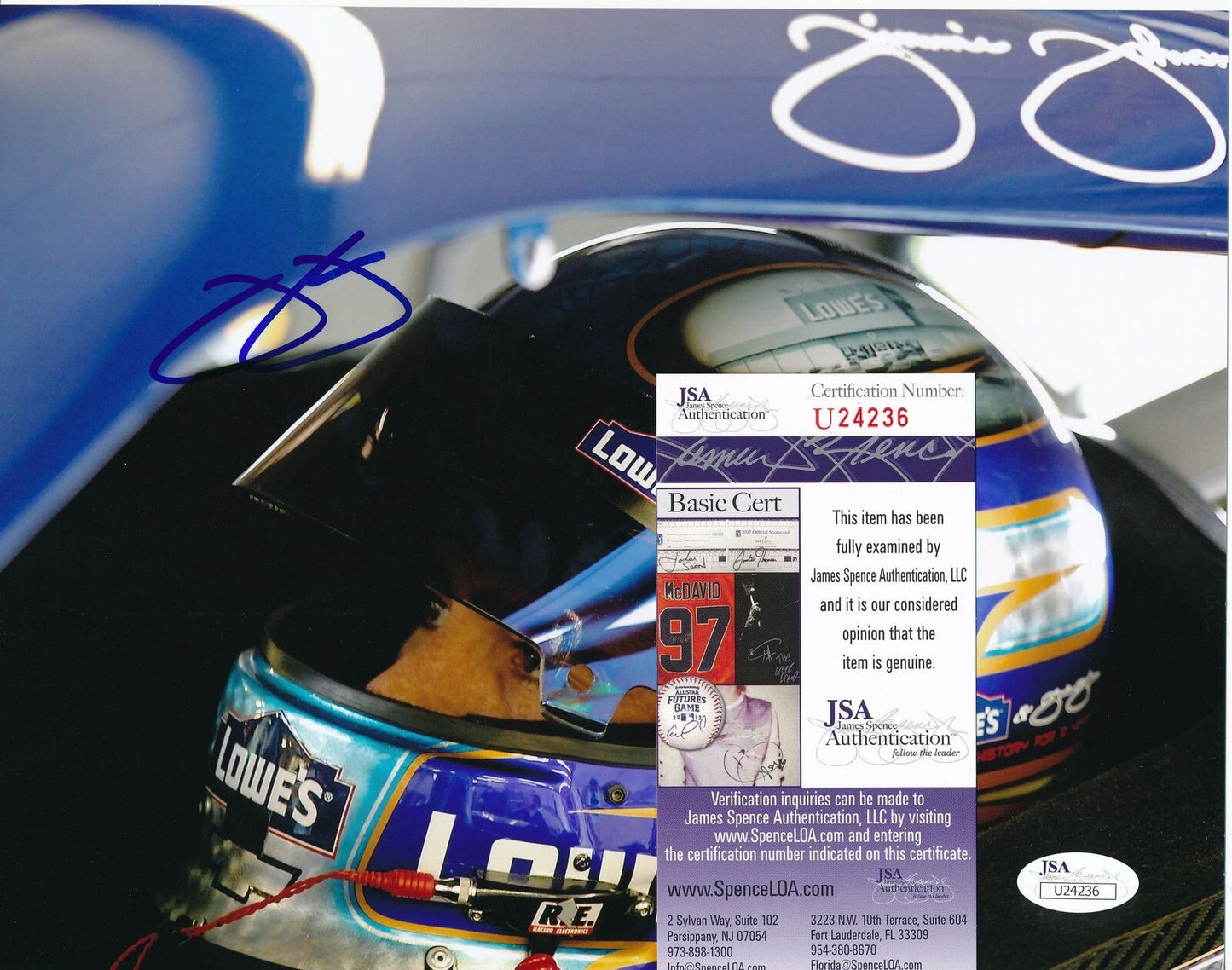 Jimmie Johnson NASCAR Signed/Autographed 8x10 Photo JSA 152394