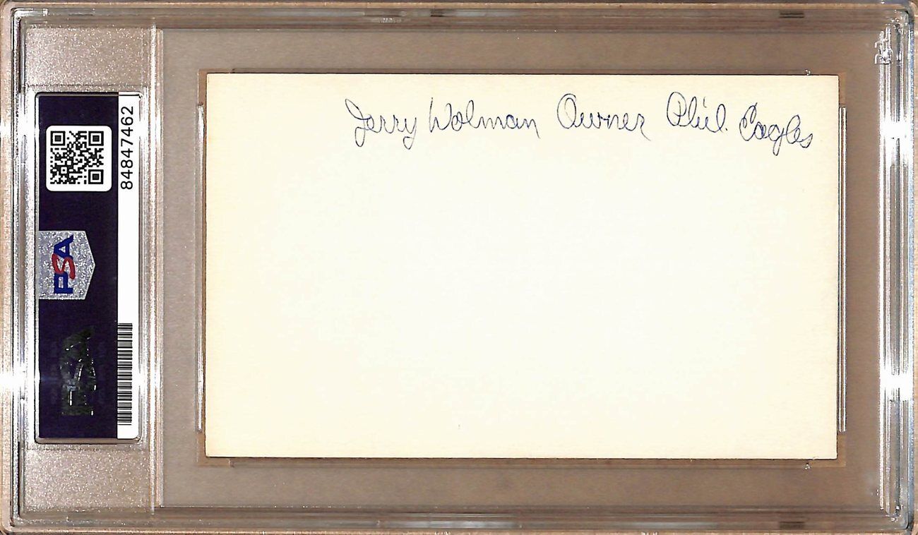 Jerry Wolman Autographed 3x5 Index Card Owner Philadelphia Eagles PSA/DNA 179086