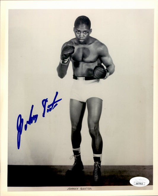 Johnny Saxton Signed/Autographed 8x10 B/W Boxing Photo JSA 191030