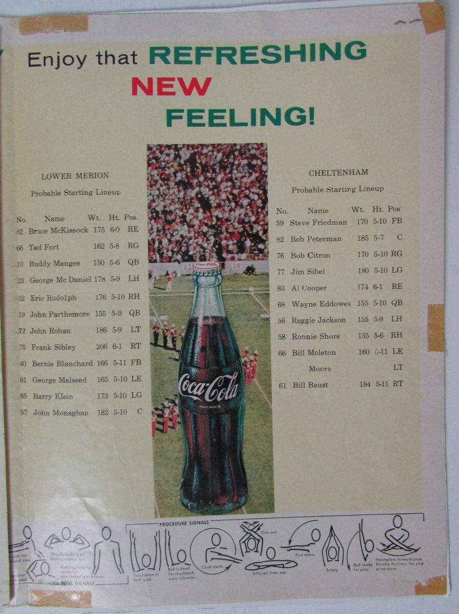 1961 Cheltenham High School Merion PA FB Game Program Reggie Jackson HOF 146288