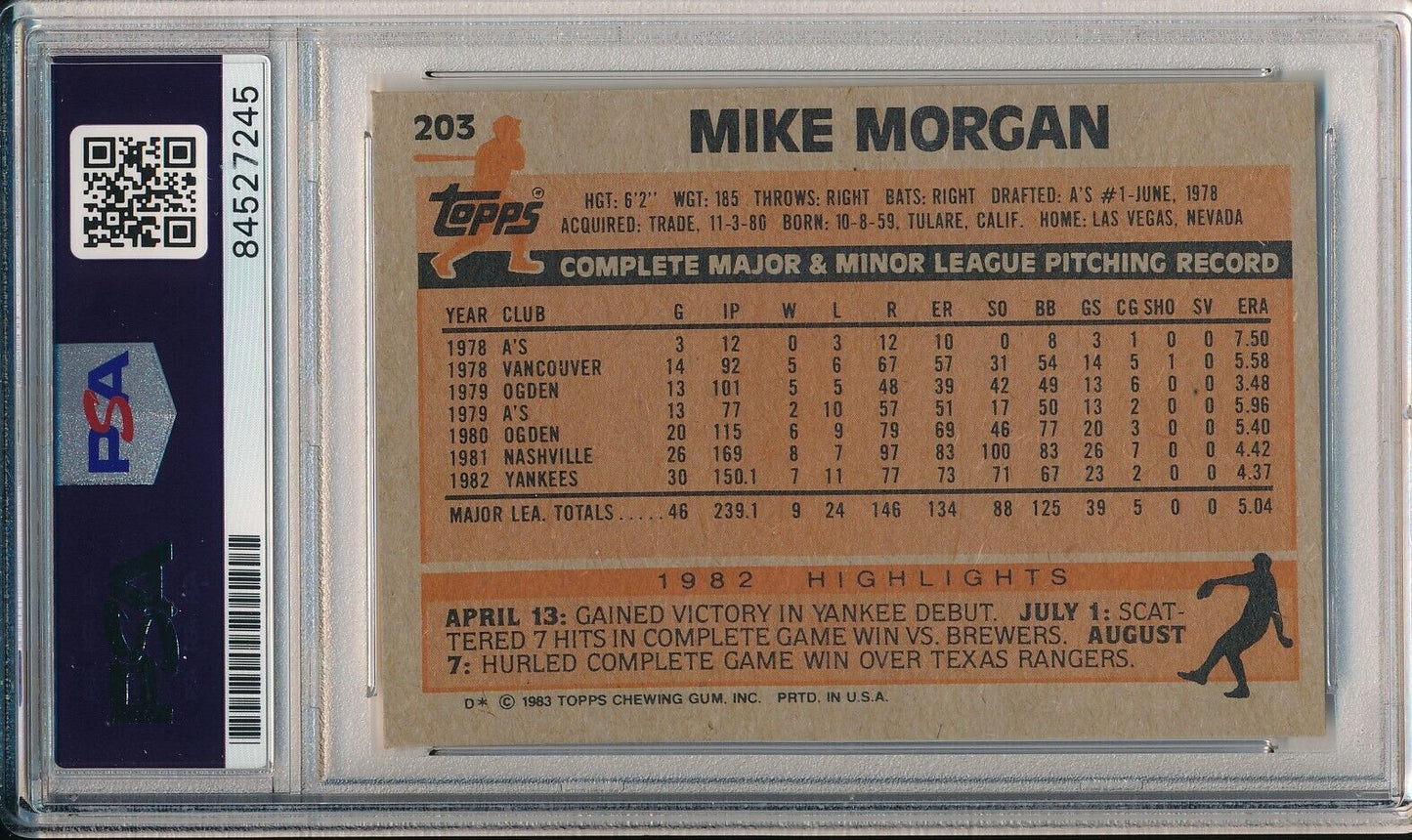 Mike Morgan Yankees Signed/Autographed 1983 TOPPS Card #203 PSA/DNA 166427