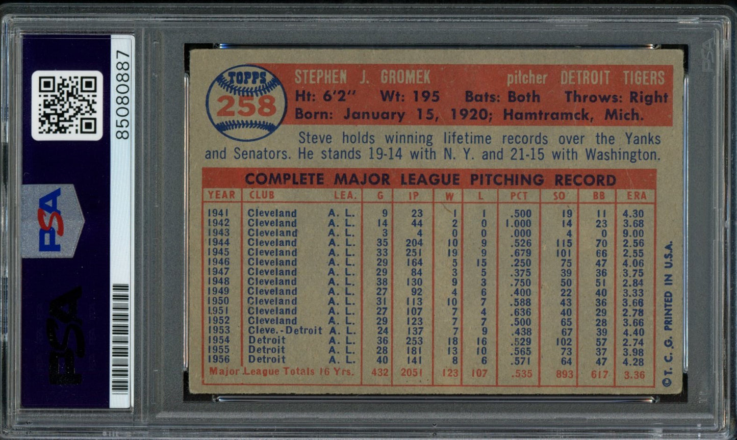 Steve Gromek Signed 1957 Topps Trading Card #258 Detroit Tigers PSA/DNA 183598