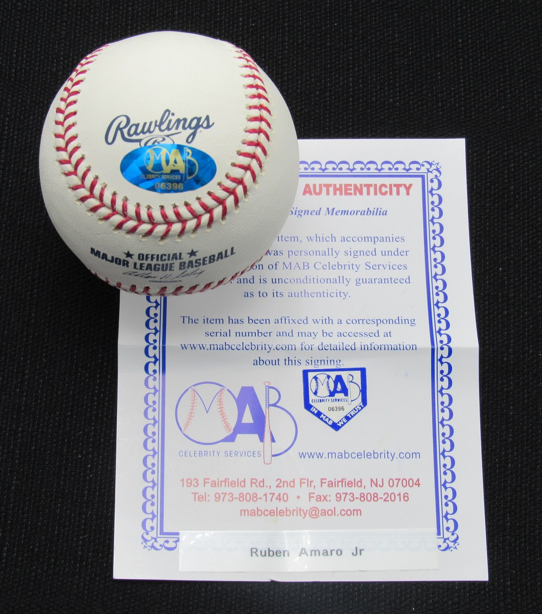 Ruben Amaro Sr. Signed/Auto Yankees 100th OML Baseball MAB 187045