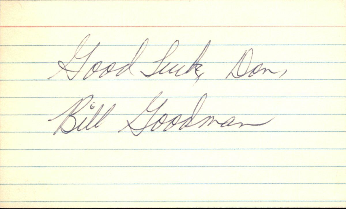 Bill Goodman Boston Red Sox d.1984 Signed/Autographed 3x5 Index Card 162515
