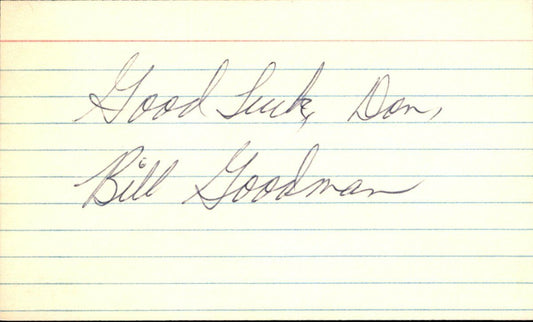 Bill Goodman Boston Red Sox d.1984 Signed/Autographed 3x5 Index Card 162515