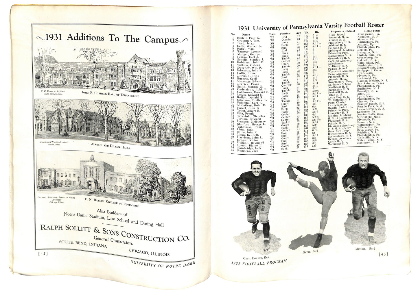 11/7/1931 Pennsylvania vs. Notre Dame Program 185777