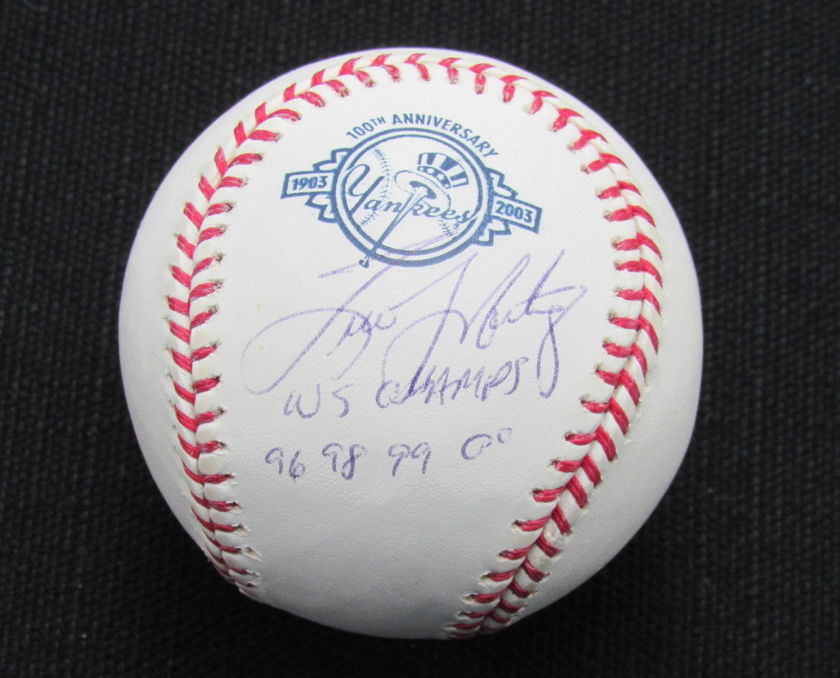 Tino Martinez Signed/Auto Yankees 100th OML Baseball JSA Inscr 186914