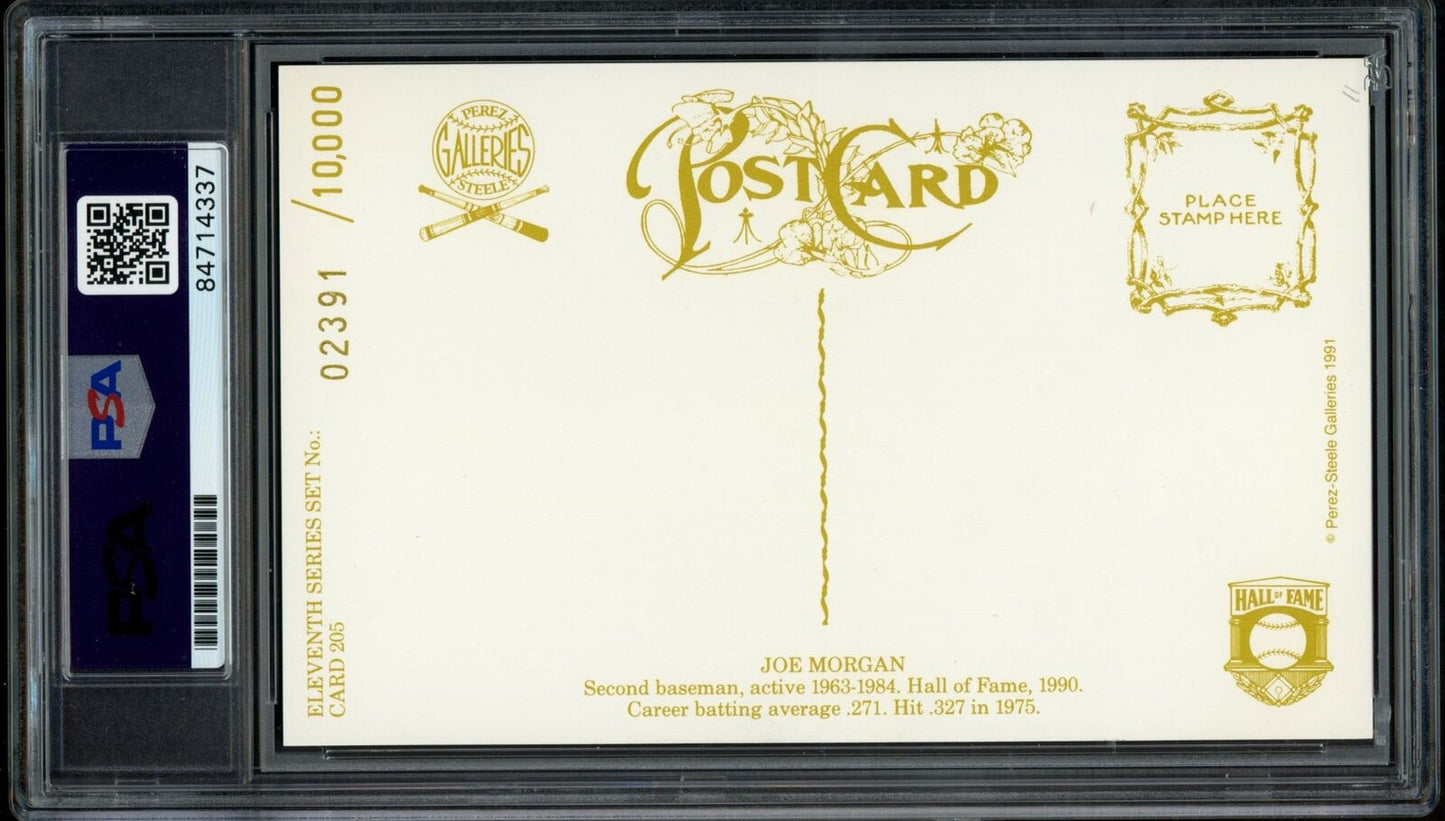 Joe Morgan HOF Autographed 1991 Perez-Steele Postcard Cincinnti Reds PSA/DNA