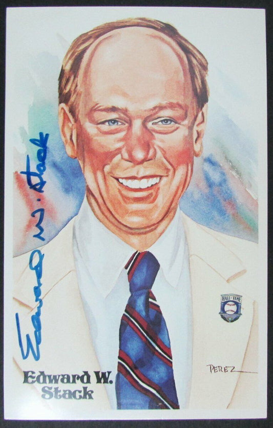 Edward Stack Signed 1981 Perez Steele Hall of Fame Postcard 149723