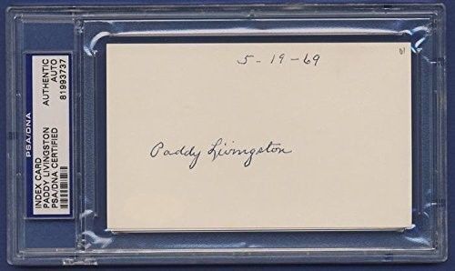 PADDY LIVINGSTON 1969 Signed Index Card PSA/DNA 132493