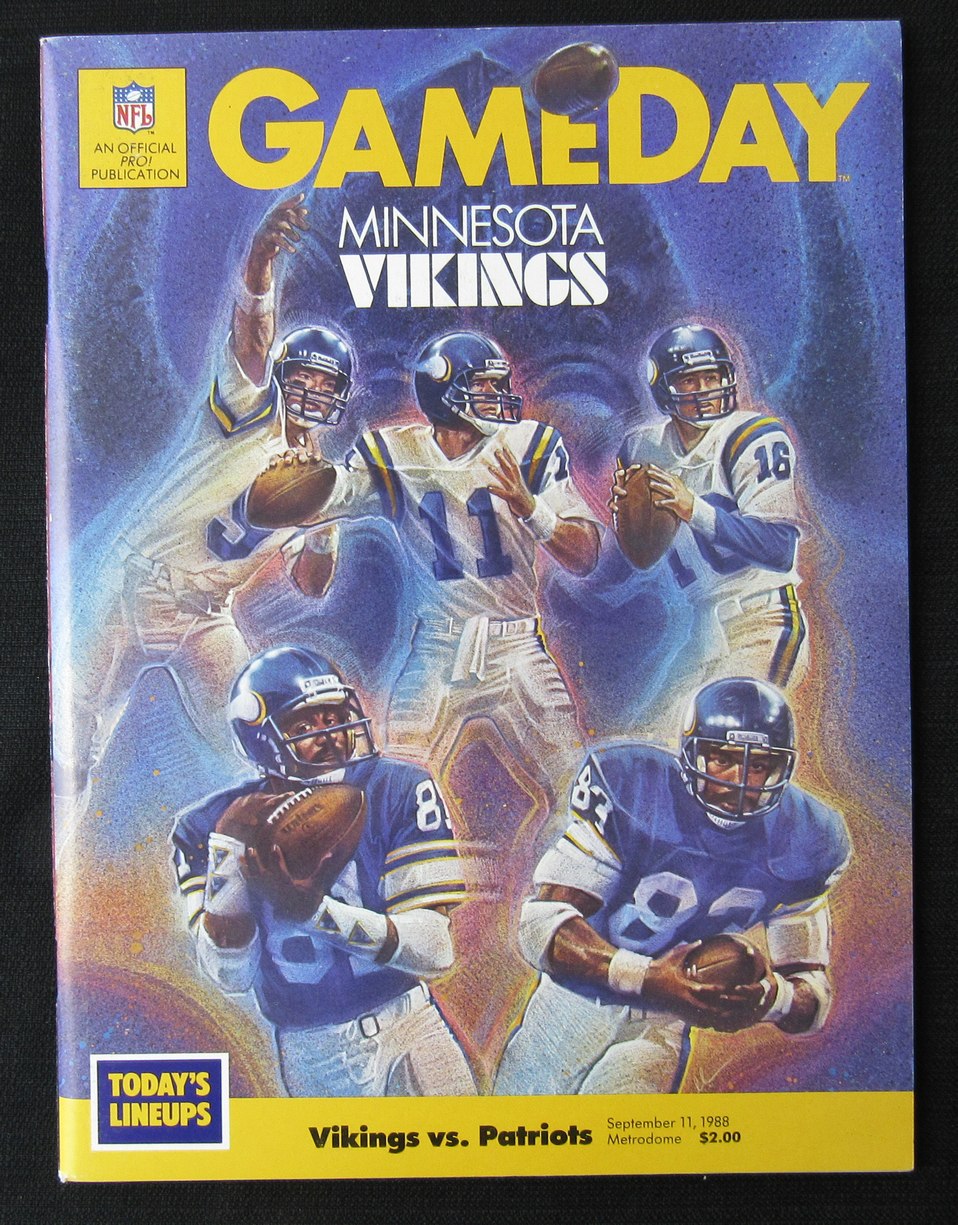 New England Patriots 1988 Gameday Program 9/11 vs. Vikings Flutie 181380