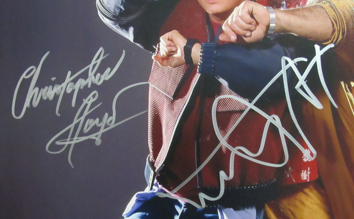 Michael J Fox/Christopher Lloyd Sign/Auto 16x20 Photo Back to Future JSA 174006
