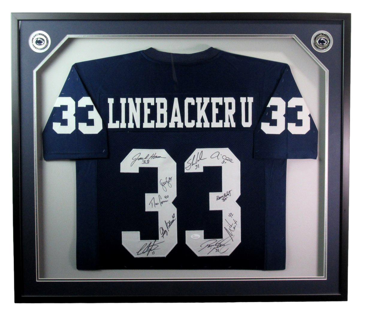 Penn State 10 LEGENDS "Linebacker U" Autographed Jersey Framed JSA 187346
