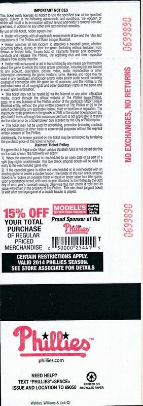 2014 Full Ticket Phillies Jimmy Rollins Breaks Phillies Hit Record 142734