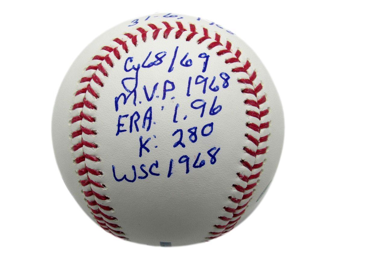 Denny McLain Autographed/Inscribed Multi Stat OML Baseball Tigers JSA 177783