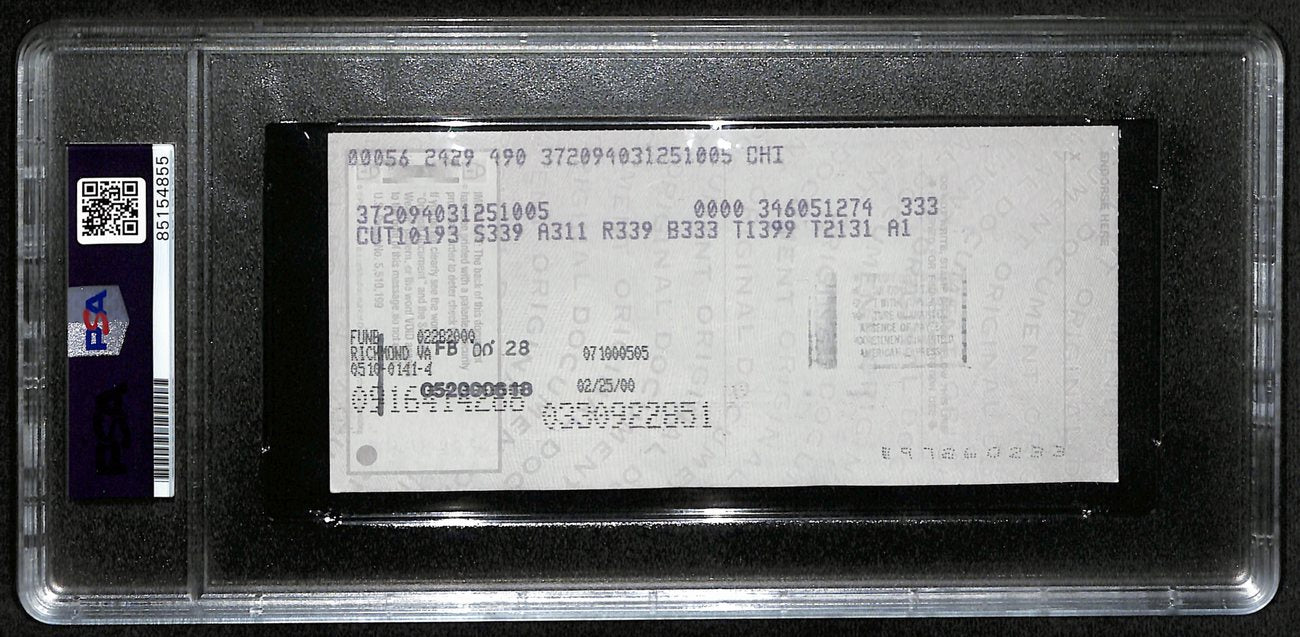 Johnny Unitas HOF Signed/Auto 2000 Bank Check Colts PSA/DNA GEM MT 10 192626