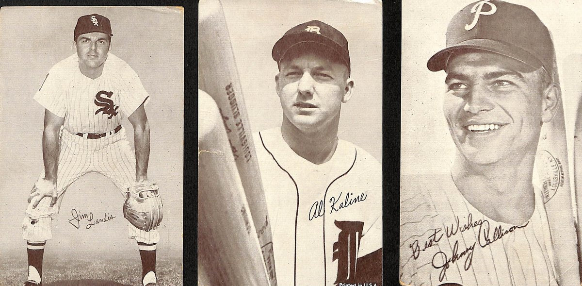 Lot of 3 1947-1966 Exhibit Cards Kaline/Callison/Landis 189461