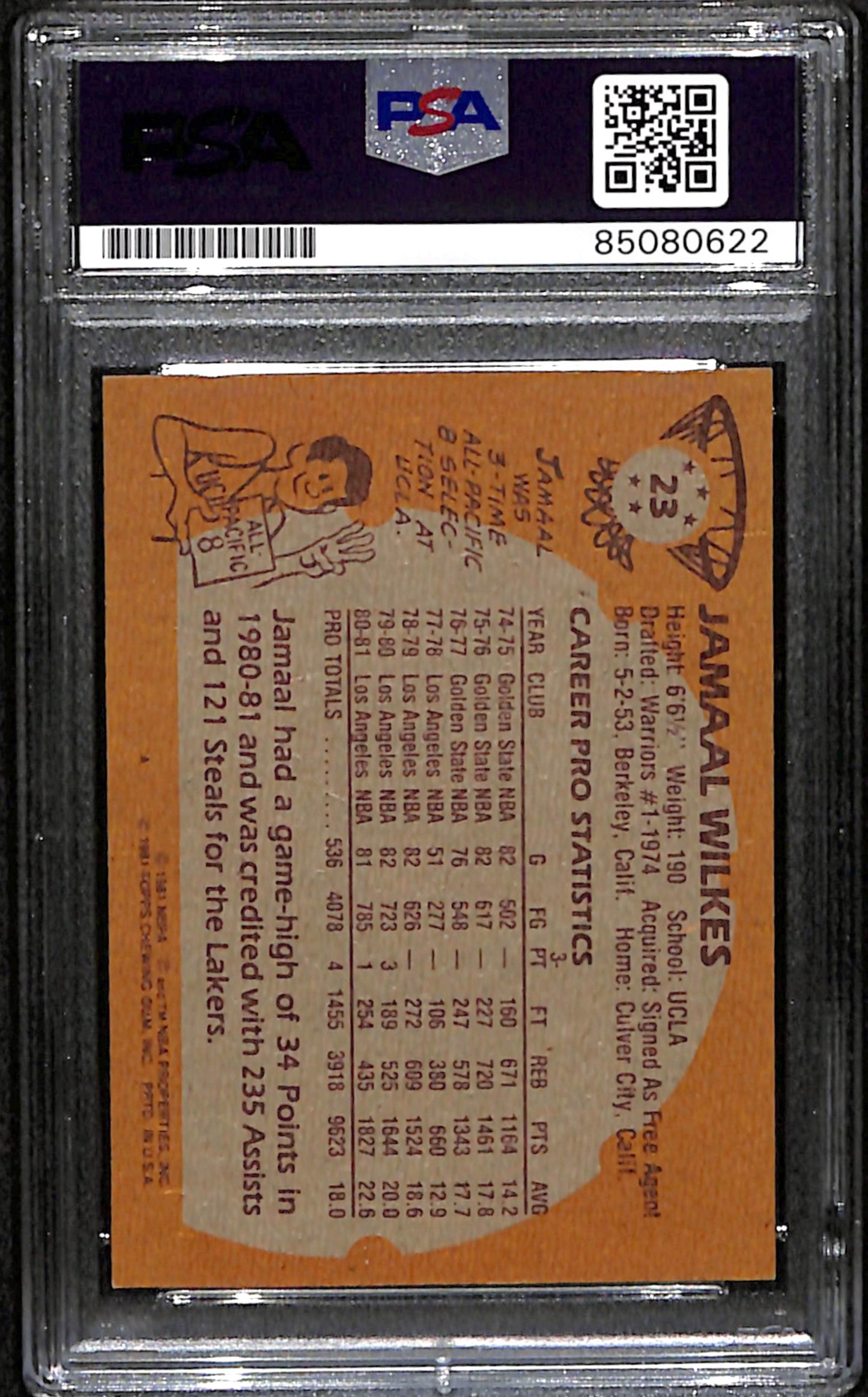 Jamaal Wilkes Signed 1981 Topps Card #23 Los Angeles Lakers PSA/DNA 185078
