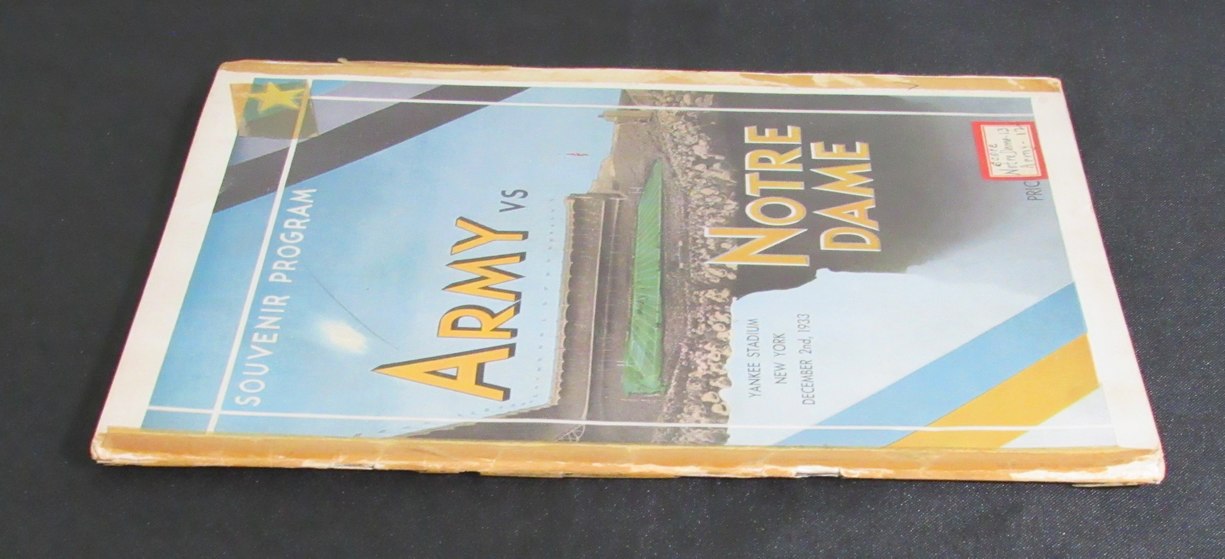 12/2/1933 Army vs. Notre Dame College Program 185834