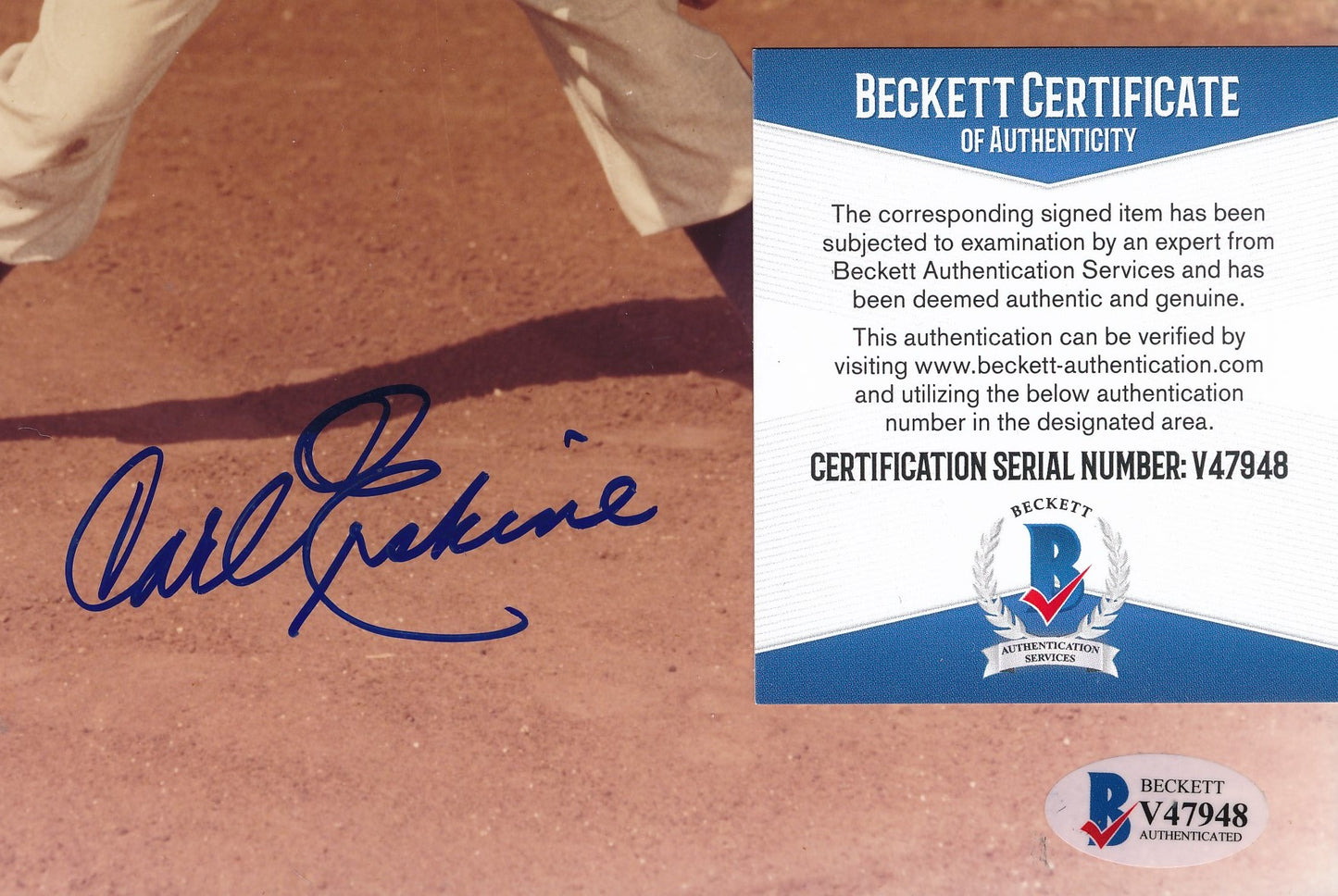 Carl Erskine Signed/Autographed 8x10 Photo Brooklyn Dodgers Beckett 192308