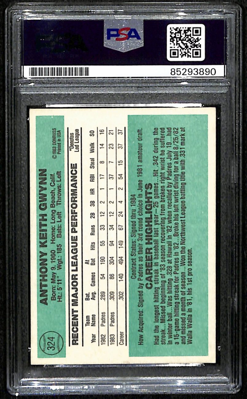 Tony Gwynn HOF Signed 1984 Donruss Card #324 San Diego Padres PSA/DNA 190662