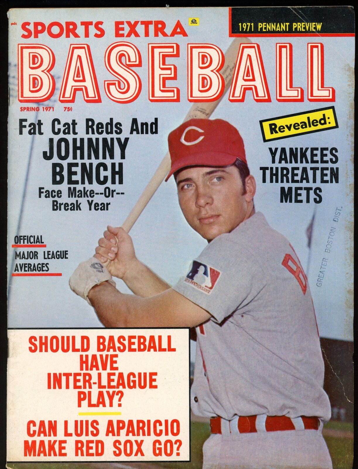 Spring 1971 Baseball Magazine Johnny Bench Cincinnati Reds on Cover 177659