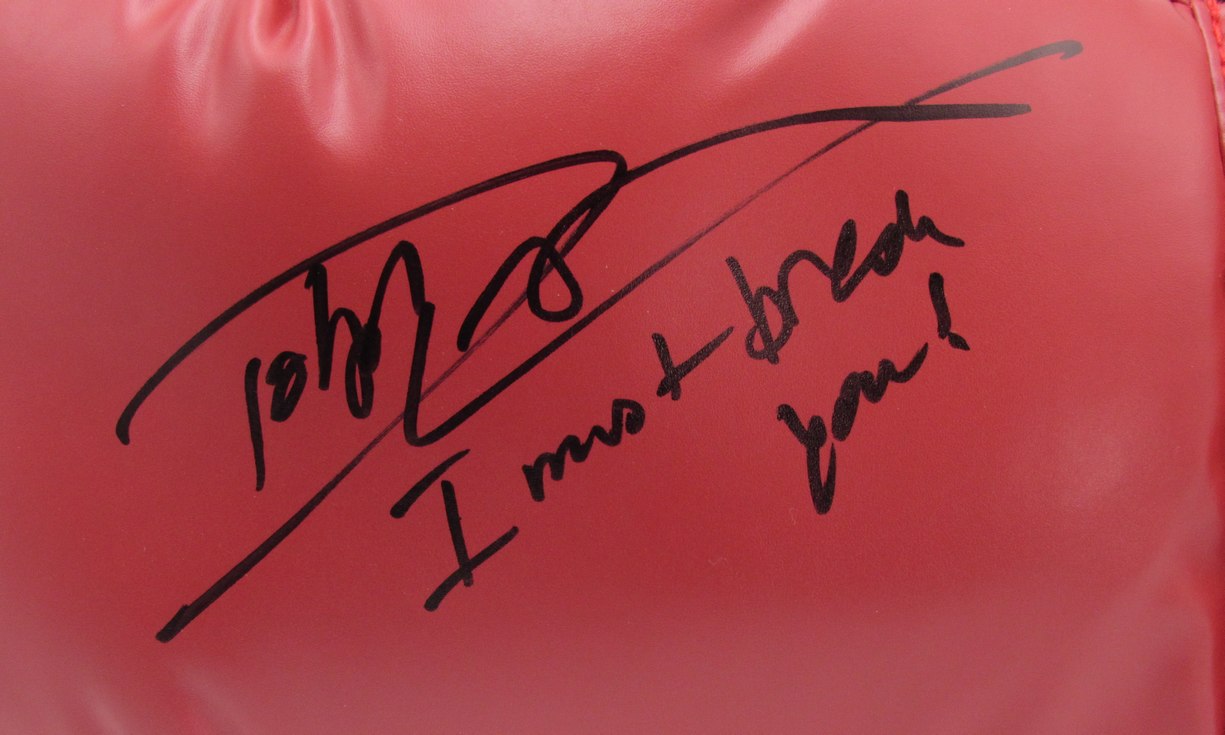 Dolph Lundgren Autographed/Inscr Left Boxing Glove "Balboa vs Drago" JSA 184773