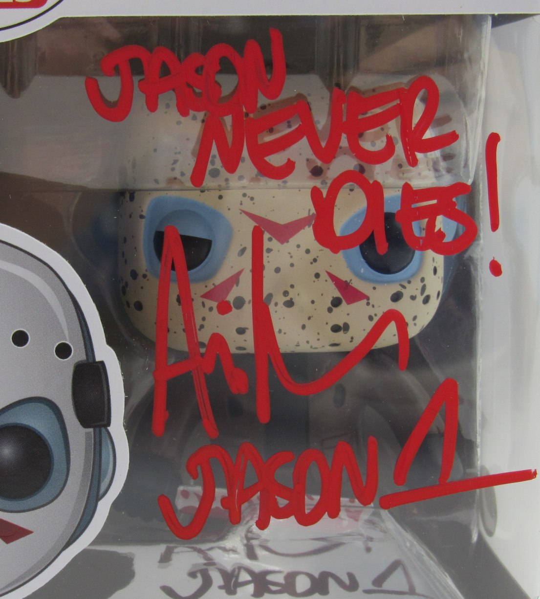 Ari Lehman Signed/Insc Funko Pop! #01 "Friday the 13th" Signed in Red JSA 190710
