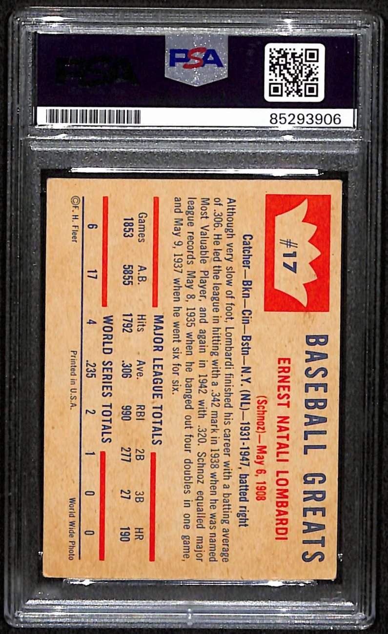 Ernie Lombardi HOF Signed/Auto 1960 Fleer Card #17 NY Giants PSA/DNA 190900
