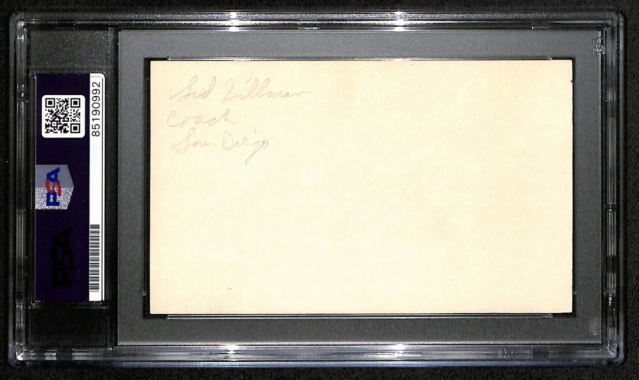 7Sid Gillman HOF Signed/Auto 3x5 Index Card San Diego Chargers PSA/DNA 187477