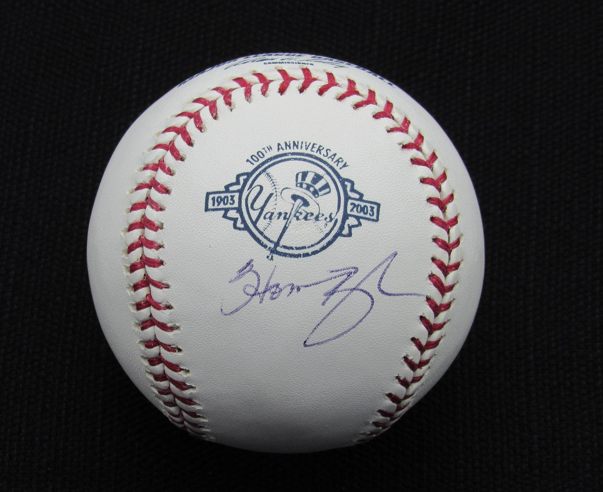 Homer Bush Signed/Auto Yankees 100th OML Baseball JSA 186708