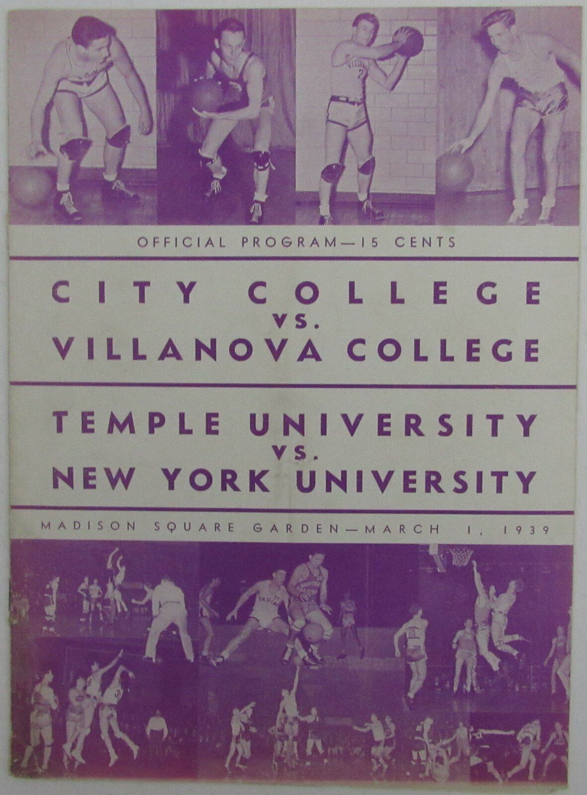 1939 NCAA Basketball Doubleheader Games Program at Madison Square Garden 145173