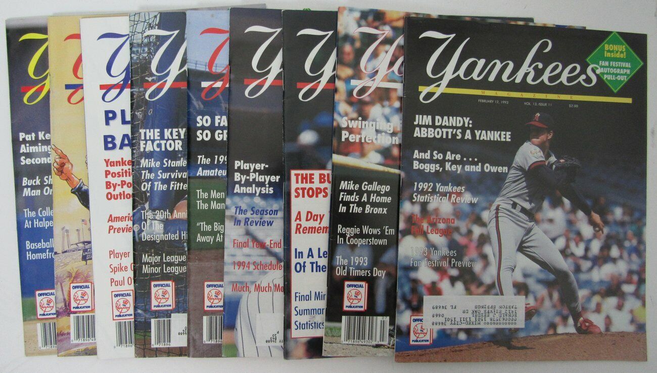 Lot of 9 1993 New York Yankees Magazines Jim Abbott 153179