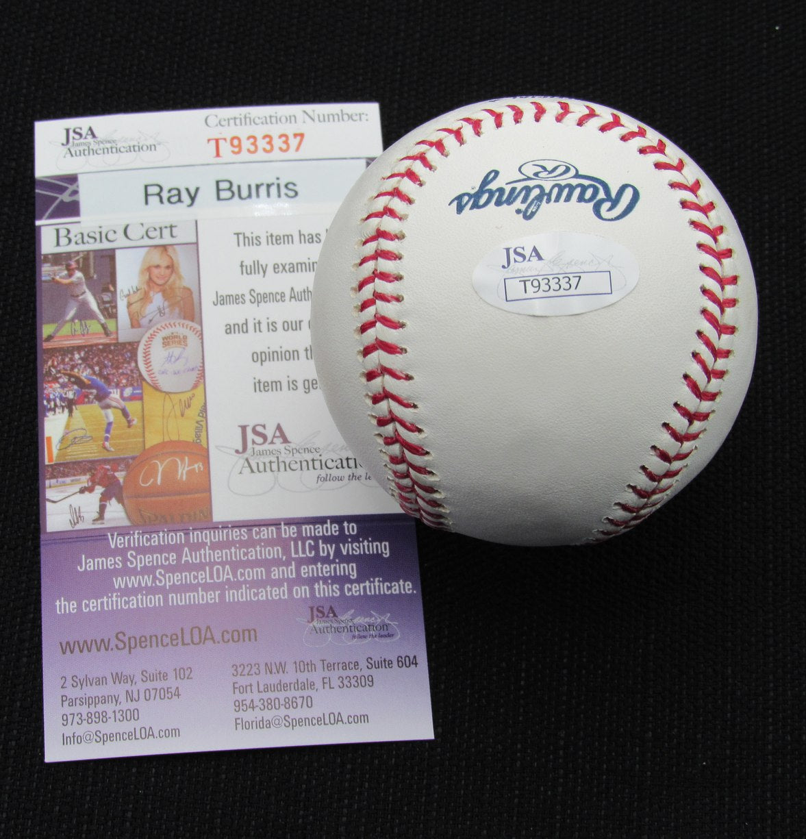 Ray Burris Signed/Auto Yankees 100th OML Baseball JSA Inscr 186699