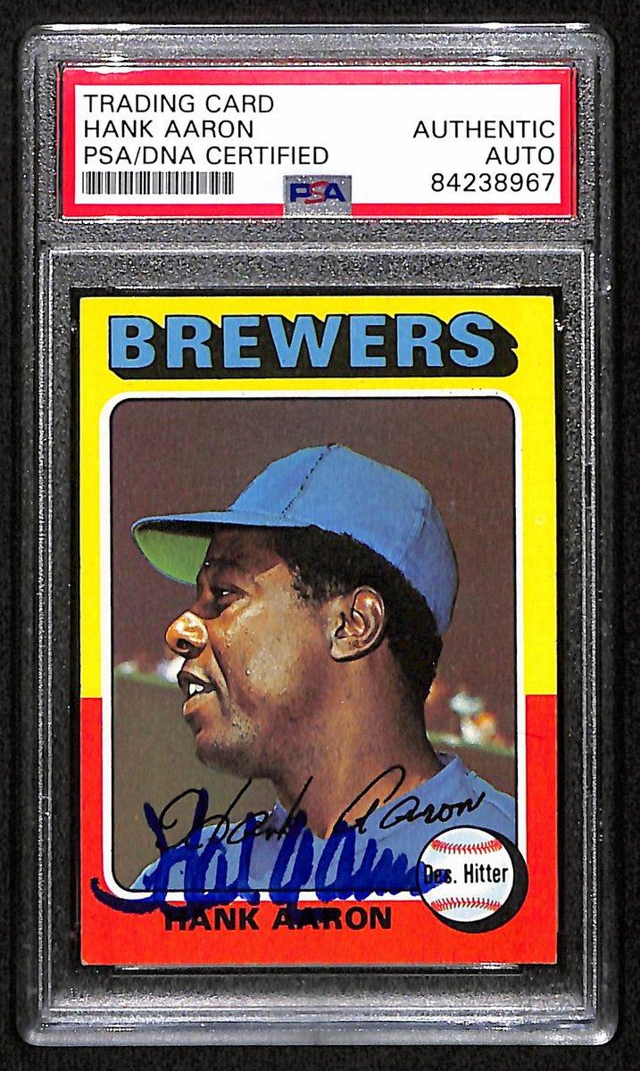 Hank Aaron Brewers Autographed/Signed 1975 Topps #660 PSA/DNA Auto 193416