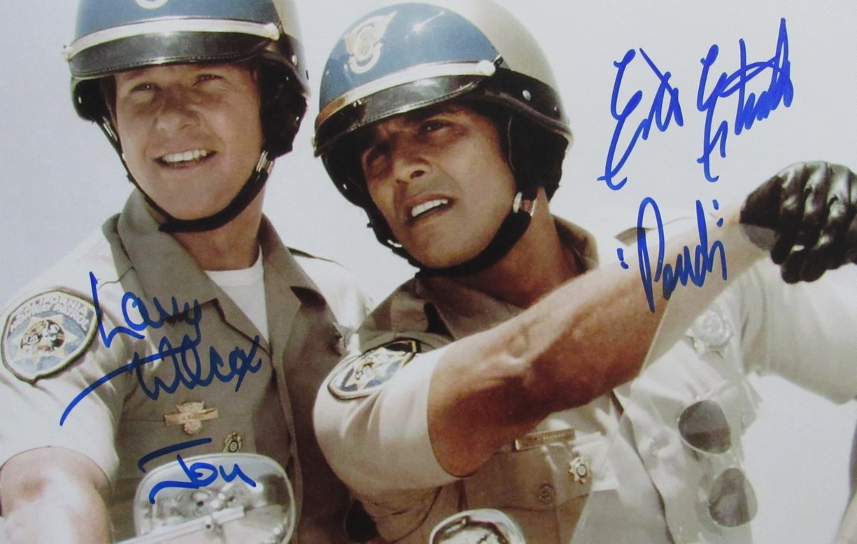 Larry Wilcox/Erik Estrada Dual-Signed/Inscr 11x14 Photo "Chips" Beckett 183368