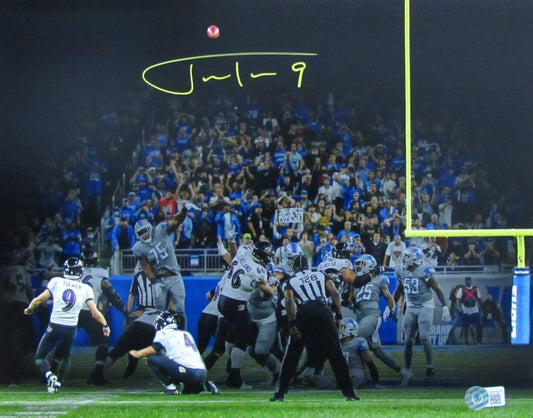 Justin Tucker Autographed 11x14 Photo Baltimore Ravens 66 Yard Record  Beckett