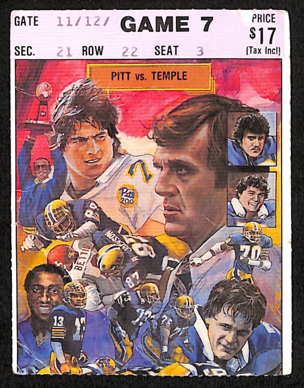 November 10, 1990 Temple vs. Pitt Panthers College Football Ticket Stub 189890