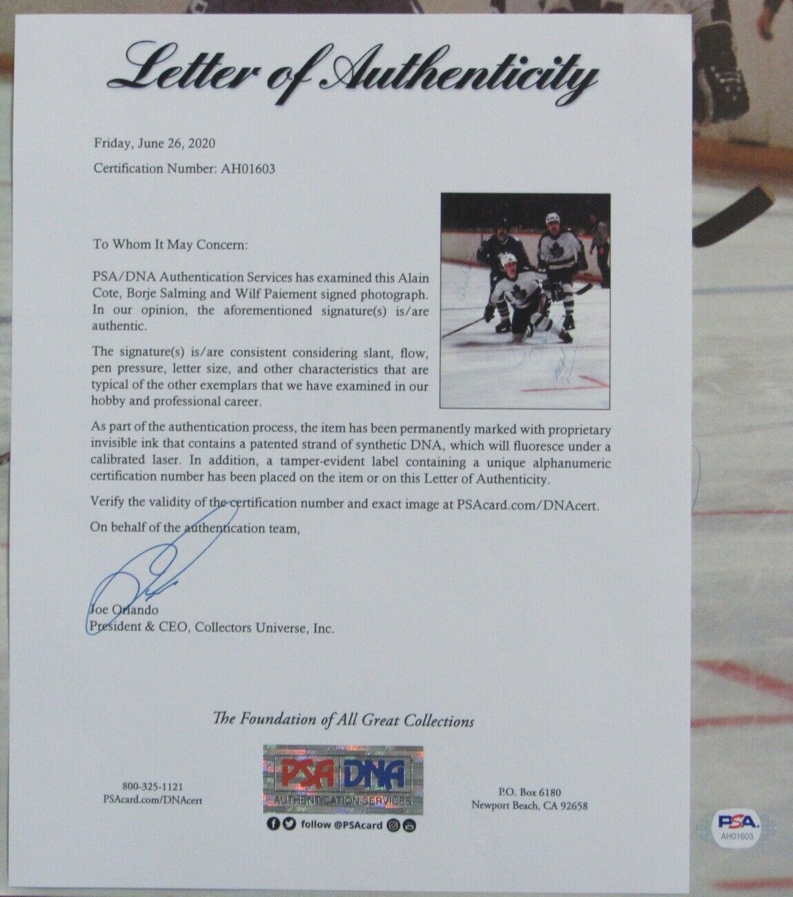 Cote/Salming/Paiement Maple Leafs Signed Vintage Program Poster PSA/DNA 154865