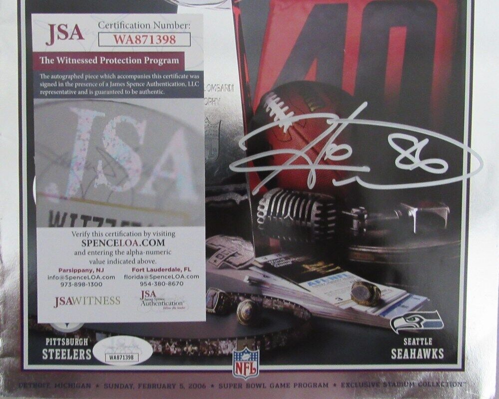 Hines Ward Autographed Super Bowl XL Program Steelers vs. Seahawks JSA 180335