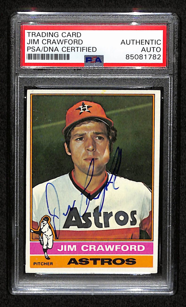 Jim Crawford Signed 1976 Topps Card #428 Houston Astros PSA/DNA 184498