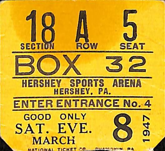 March 8, 1947 Hershey Bears 1st Calder Cup Championship Ticket Stub 189465