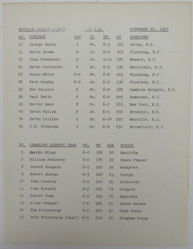 1975 Notre Dame vs. Soviet Union College Basketball Program 131404