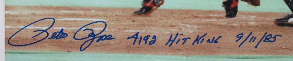 Pete Rose Signed/Inscr 16x20 Photo Cincinnati Reds Framed JSA 188784