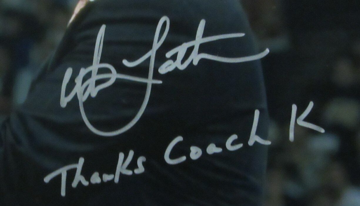 Christian Laettner Duke Signed/Inscribed 16x20 w/ Coach K Photo PSA/DNA 167273